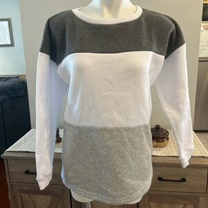 Shein white and grey striped sweatshirt